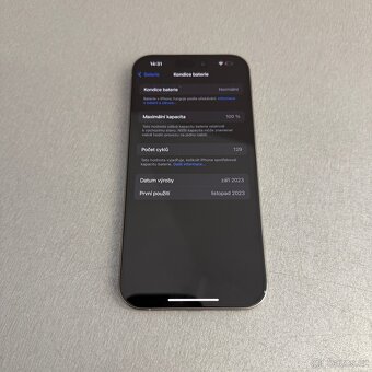 iPhone 15 Pro 128GB jako nový, natural titan, 100% baterie - 7