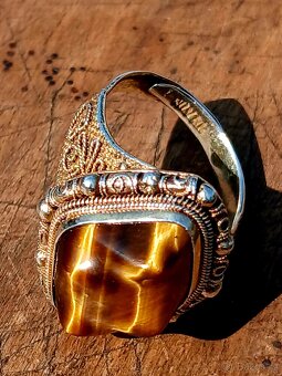 Stříbrný prsten starožitný orient filigrán - 7