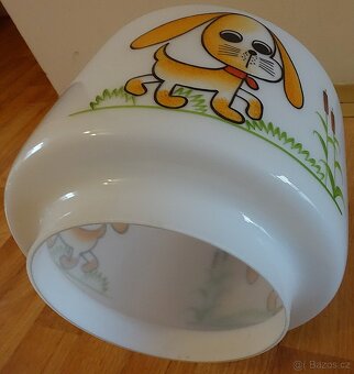 Retro dětský lustr se psem – skleněné stínidlo, 70.–80. léta - 7