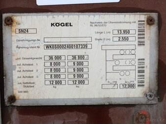 Kögel SN 24, STANDARD, MULDA, 36 TUN, 34 PALET, NÁPRAVY SAF, - 7