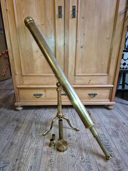 Velký starožitný mosazný dalekohled, 19.st.,Anglie - 7