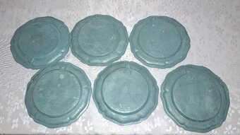 Cínové retro talířky značka Anděl 6 kusů - 7