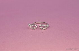 Nový dámský stříbrný prstýnek nastavitelný andělská křídla - 7