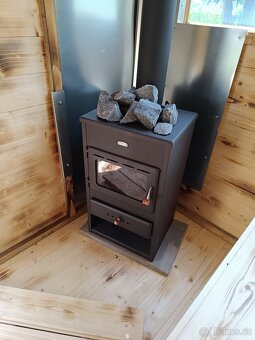 Finská venkovní sauna 2x2 m, pro až 6 osob,kamna na dřevo - 7