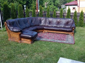 XXL Rustikální kožená rohová sedací souprava . - 7