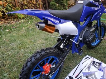 Nová benzínová dětská minikroska modrá 49ccm 10"kola - 7