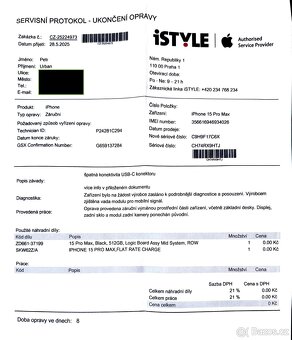 iPhone 15 Pro Max 512 GB – jako nový, po výměně vnitřností, - 7