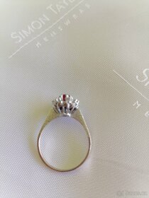 Zlatý luxusní prsten s Diamanty a Rubínem - 7