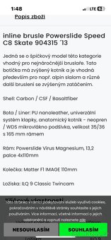Prodám in line brusle Powerslide C8 skate 110 kolecka temer - 7