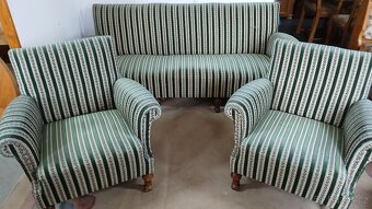 Starožitná masivní sedací souprava 3+1+1 TOP STAV - 7