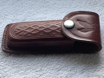 Lovecký zavírací nůž + kožené pouzdro - 7