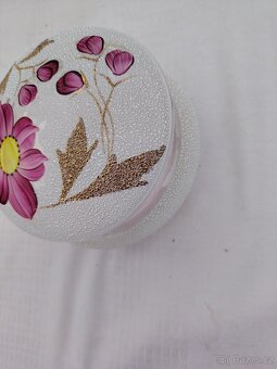 Skleněná cukřenka s růžovými květy - 7