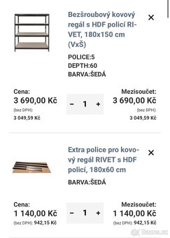Kovový regál 180x150x60 + 6 polic - 7
