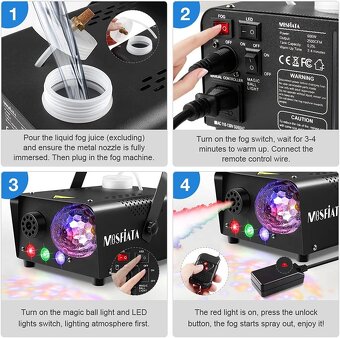 MOSFiATA 600W Smoke Machine RGB LED světla, - 7