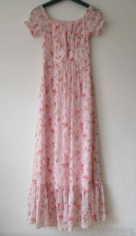 Dlouhé květované šaty růžové carmen Orsay S 36 - 7