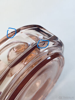 Art Deco flakón a dóza, rosalínové sklo - 7