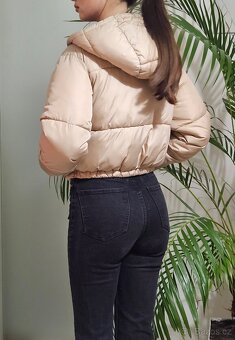 Dámská prošívaná bunda crop béžová vel XS - 7