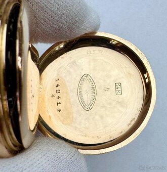 14K CELO ZLATÉ TŘÍPLÁŠŤOVÉ KAPESNÍ HODINKY AUDEMARS FRERES - 7