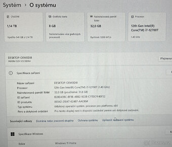 Herní strojovna  RTX 3070 / i7 12700 / 32GB DDR4 - 7