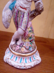 Pár porcelán. figurálních svícnů, staré Plavno 19.století. - 7