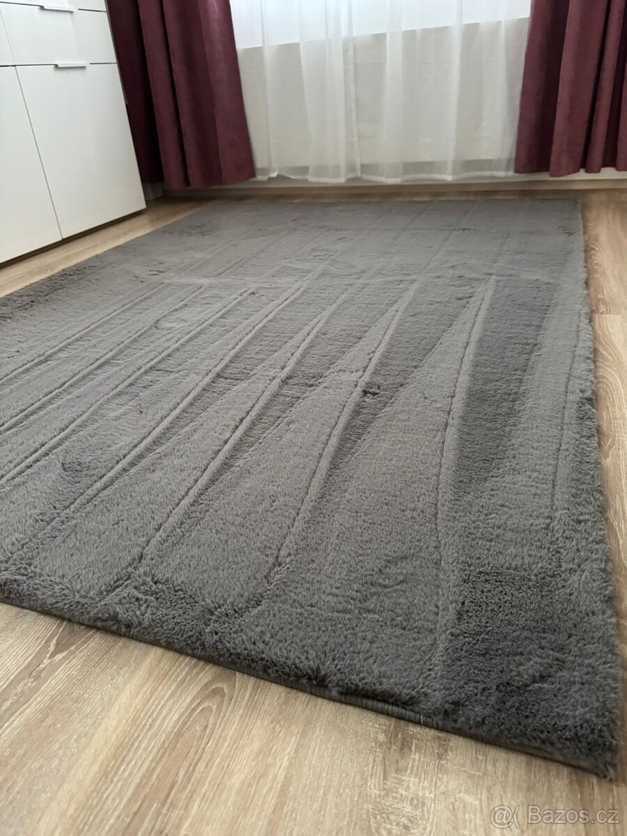 Šedý hebký koberec s vysokým vlasem 160x230 cm - 8