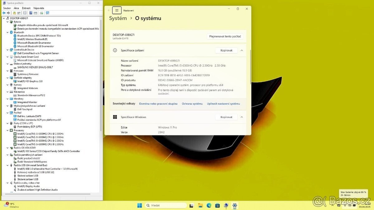 DELL LATITUDE E5470 /i5-6300HQ/16GB/SSD512GB/WIN11/ZÁRUKA - 8