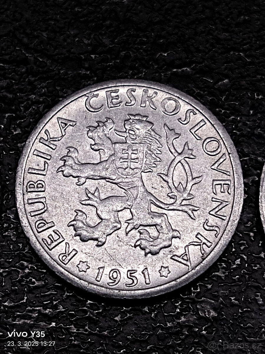 4x 1 koruna Československo 1950 - 1953 R - 8