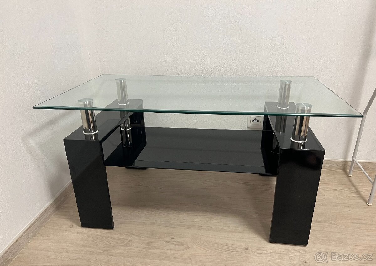 KOŽENÁ SEDACÍ SOUPRAVA + SKLENĚNÝ STOLEK - 8