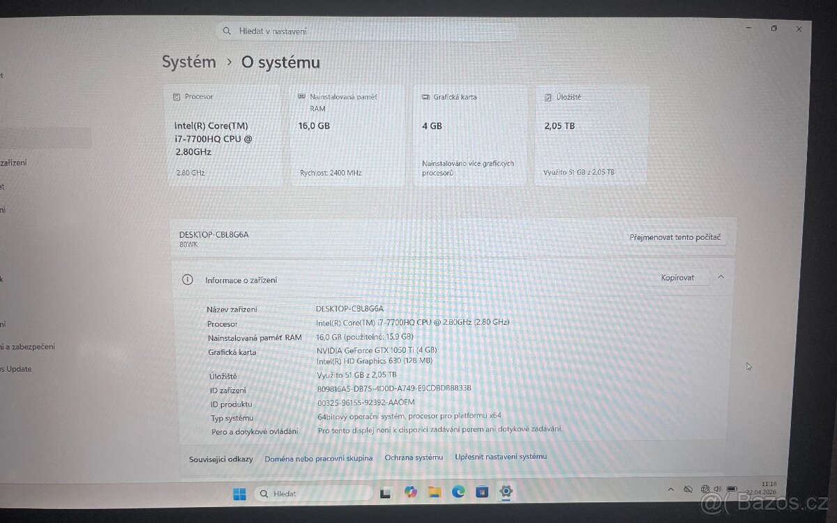 Herní notebook Lenovo Legion - 8