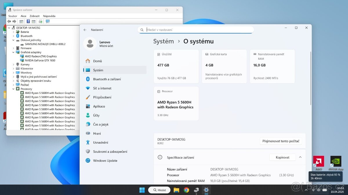 Herní notebook Lenovo Gaming 3 - 8