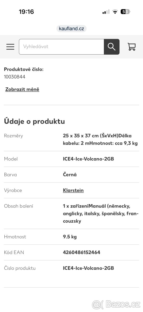 Výrobník ledu Klarstein Ice Volkano - 8