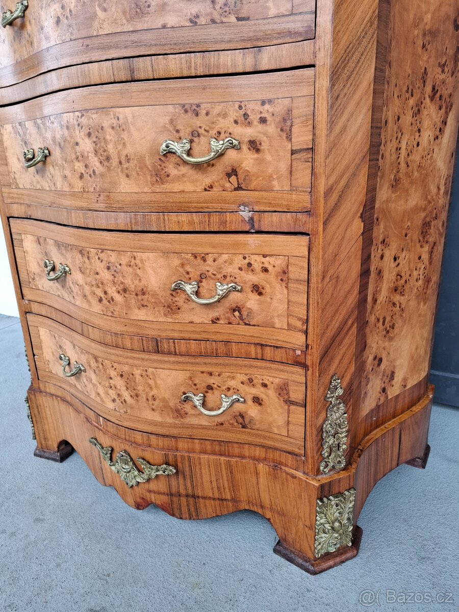 Starožitná šuplíková komoda s mramorem - 8