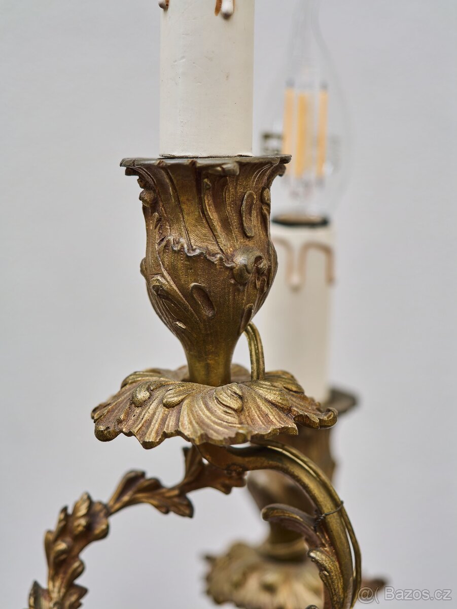 Párové bronzové svícny z 19. století – elektrifikované - 8