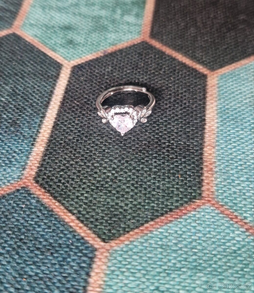 Nový dámský stříbrný prsten prstýnek 925 vel 54 srdce - 8