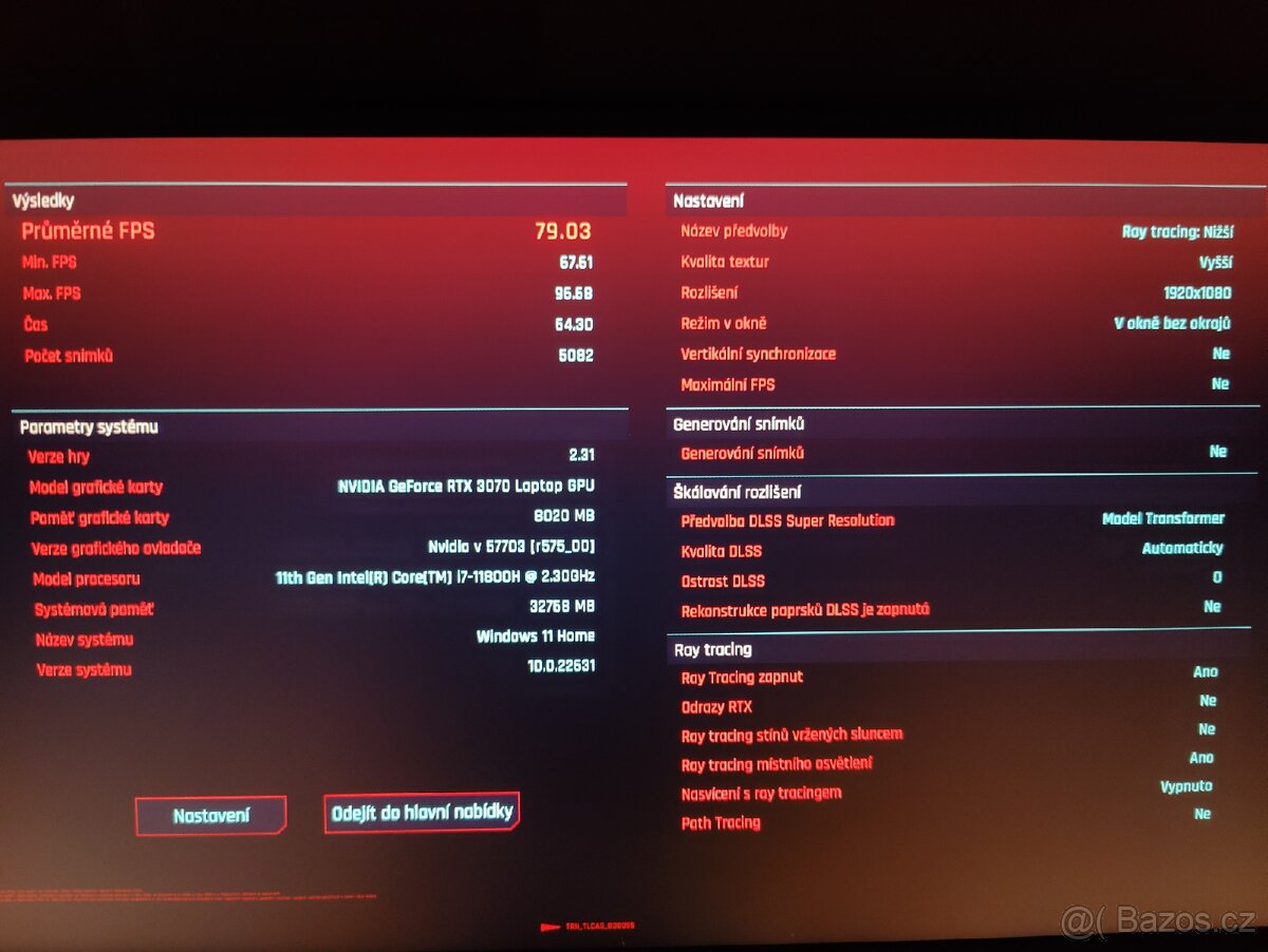 Herní notebook z i7, RTX 3070, 32gb rám a 1tb ssd - 8