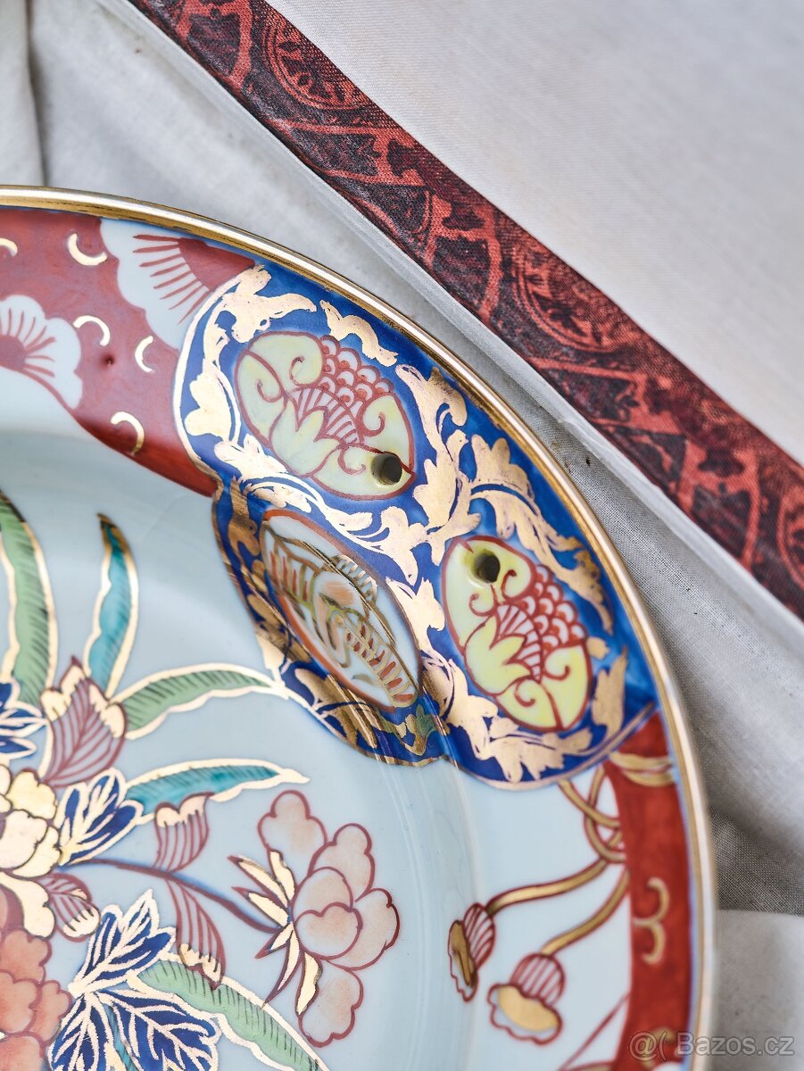 Japonský porcelánový holicí talíř Imari v dárkové krabici - 8