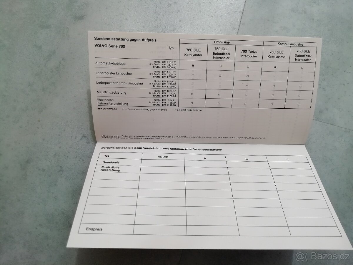 Volvo - ceník 1988 - doprava v ceně - 8