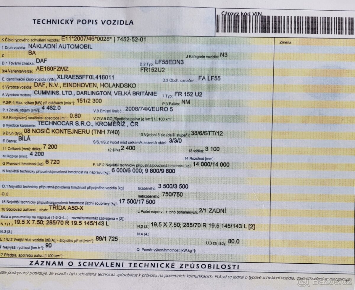 Nahradni dily na DAF LF po DN - 8