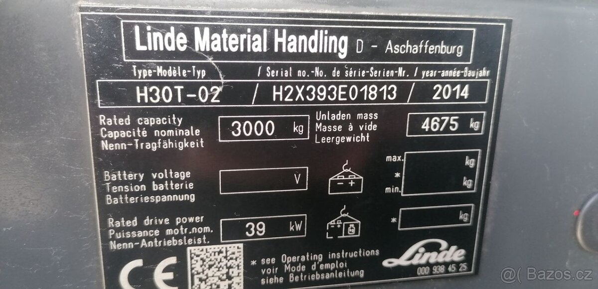 LINDE H30T-02 SLEVA triplex, boční posuv,volný zdvih - 8