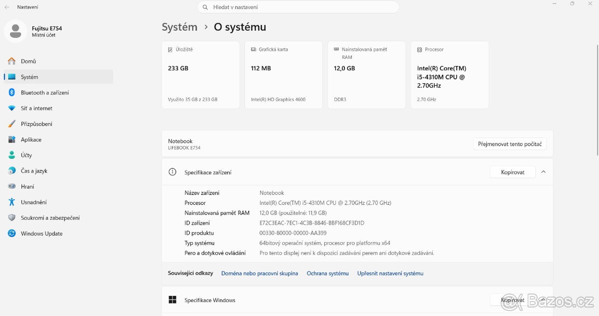 Fujitsu Lifebook E754 | 15.6" Full HD IPS | 12GB RAM | 250G - 8
