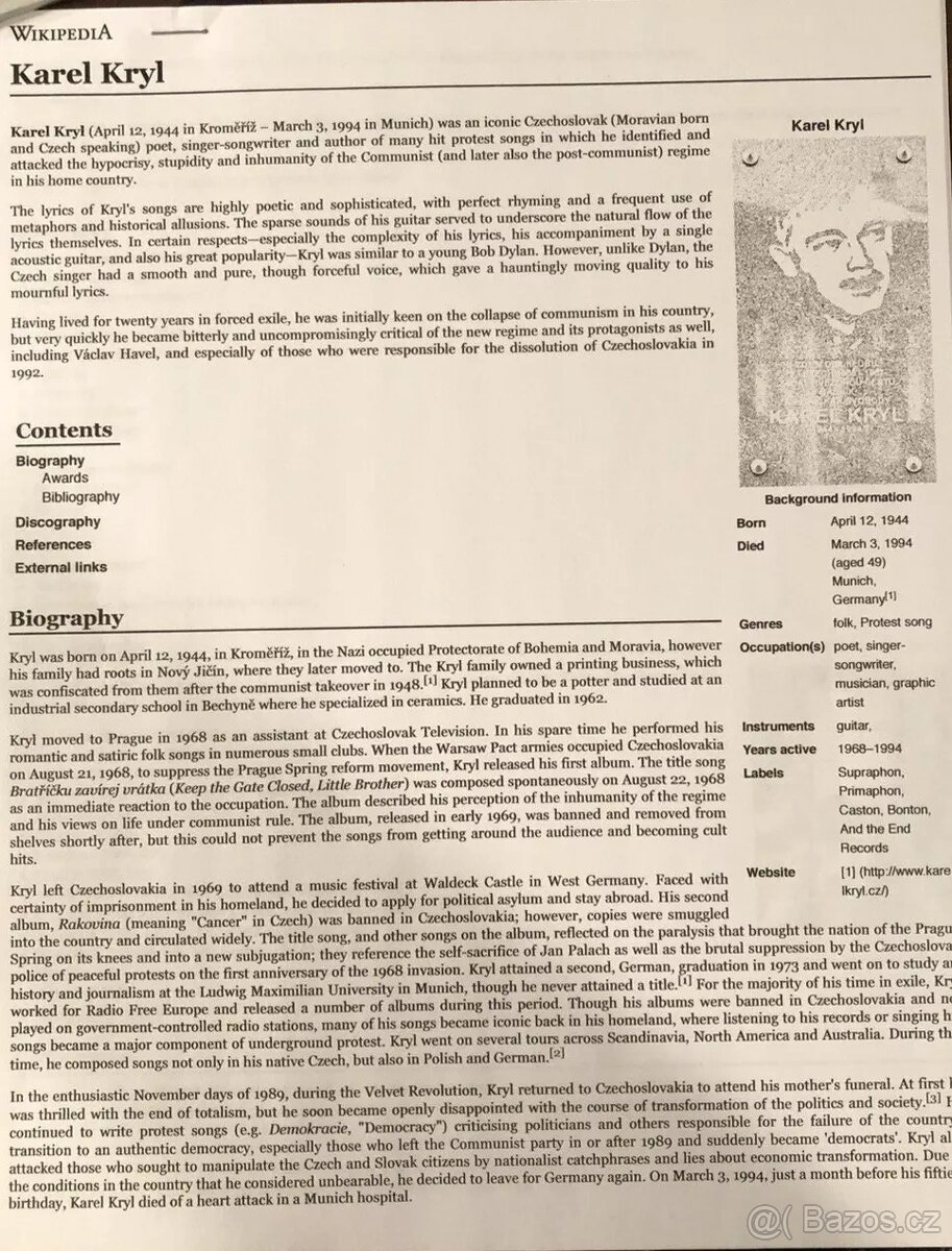 ABSOLUTNÍ RARITA podepsaná 1 Z 300 KAREL KRYL MAŠKARY 1970 - 8
