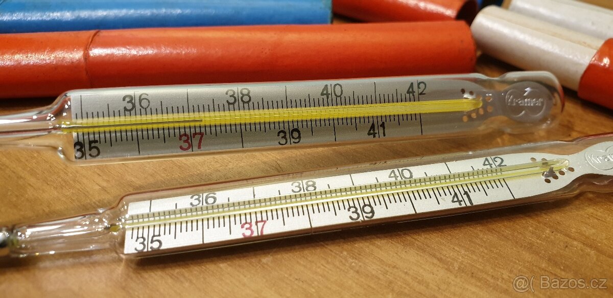 MINUTOVÝ RTUŤOVÝ TEPLOMĚR LÉKAŘSKÉ RETRO ART DECO - 8