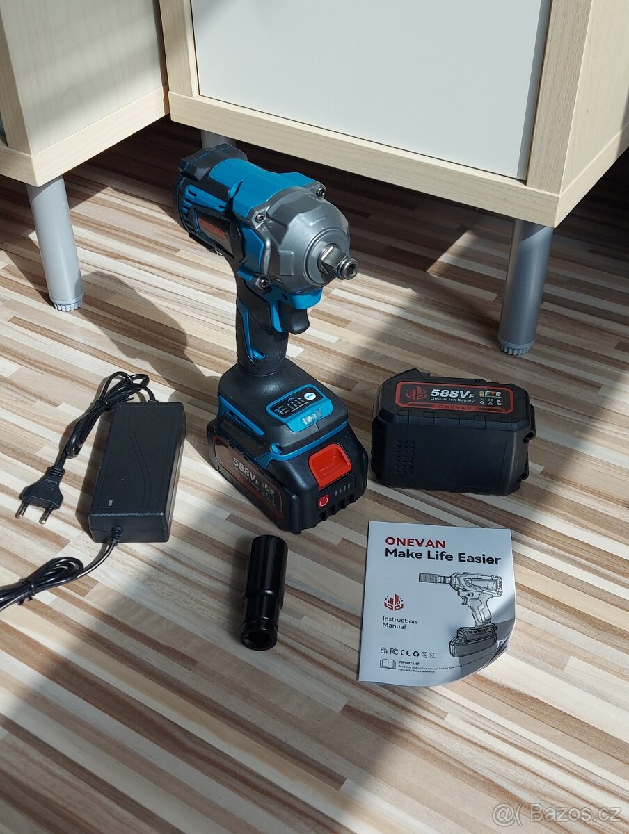 Aku Rázový utahovák+2aku(Ne Makita 18V)+nabíječka, nové. - 8