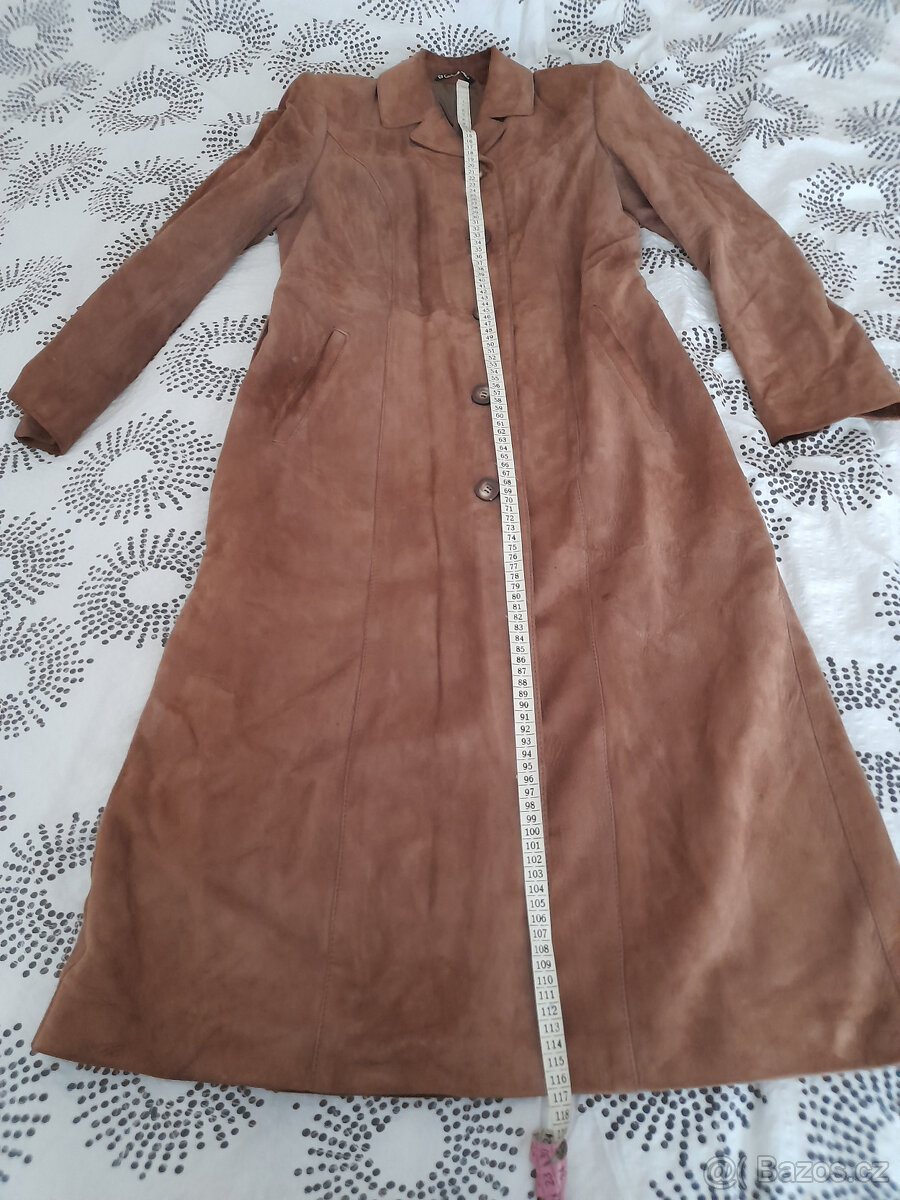 Hnědý semišový kabát, vel. 42 - 8