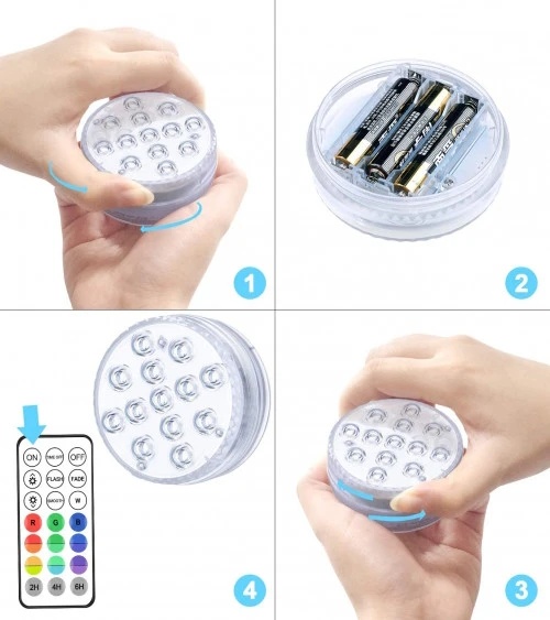 Vodotěsné LED světlo do bazénu s dálkovým ovladačem - 8