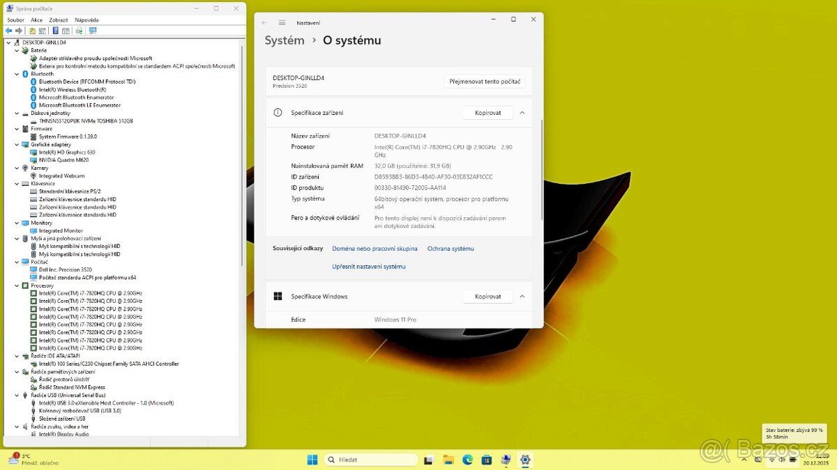 DELL 3520 /i7-7820/32GB/SSD512GB/NVIDIA/FULLHD/WIN11/ZÁRUKA - 8