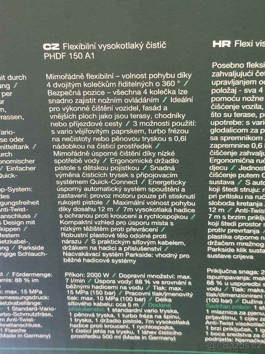 vysokotlaký čistič, Parkside vapka, NOVÝ - 8
