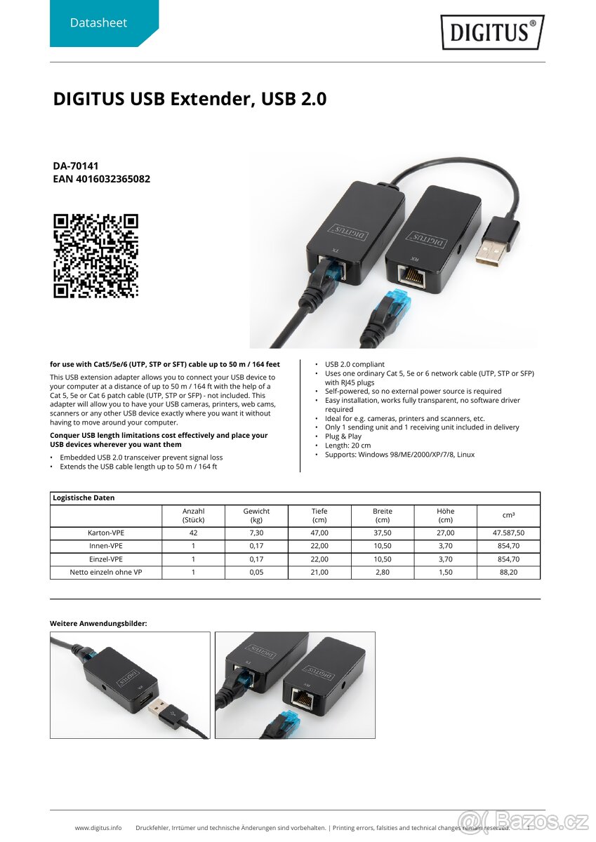 digitus DA-70141- Extender USB prodlužovací adaptér - 8