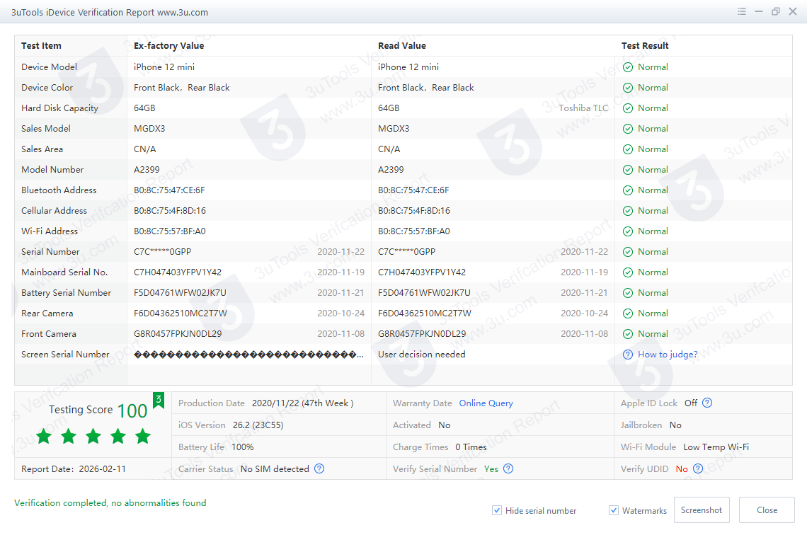 Apple iPhone 12 mini - 64GB - 100% baterie - 8
