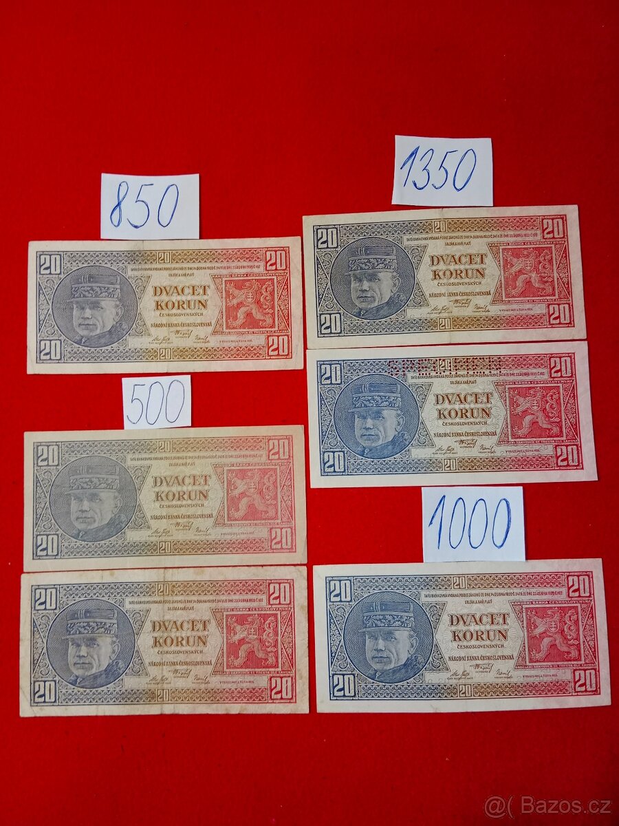 Československé bankovky třetí část ceny jsou za ks a na fotu - 8